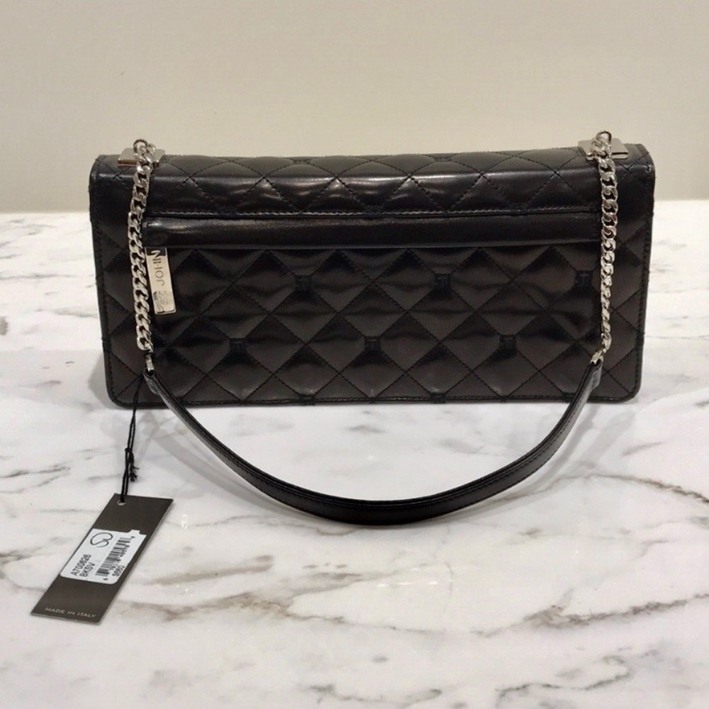 NWT luxury authentic rare minimalist classic St. John Black quilted bag - Picture 4 of 9